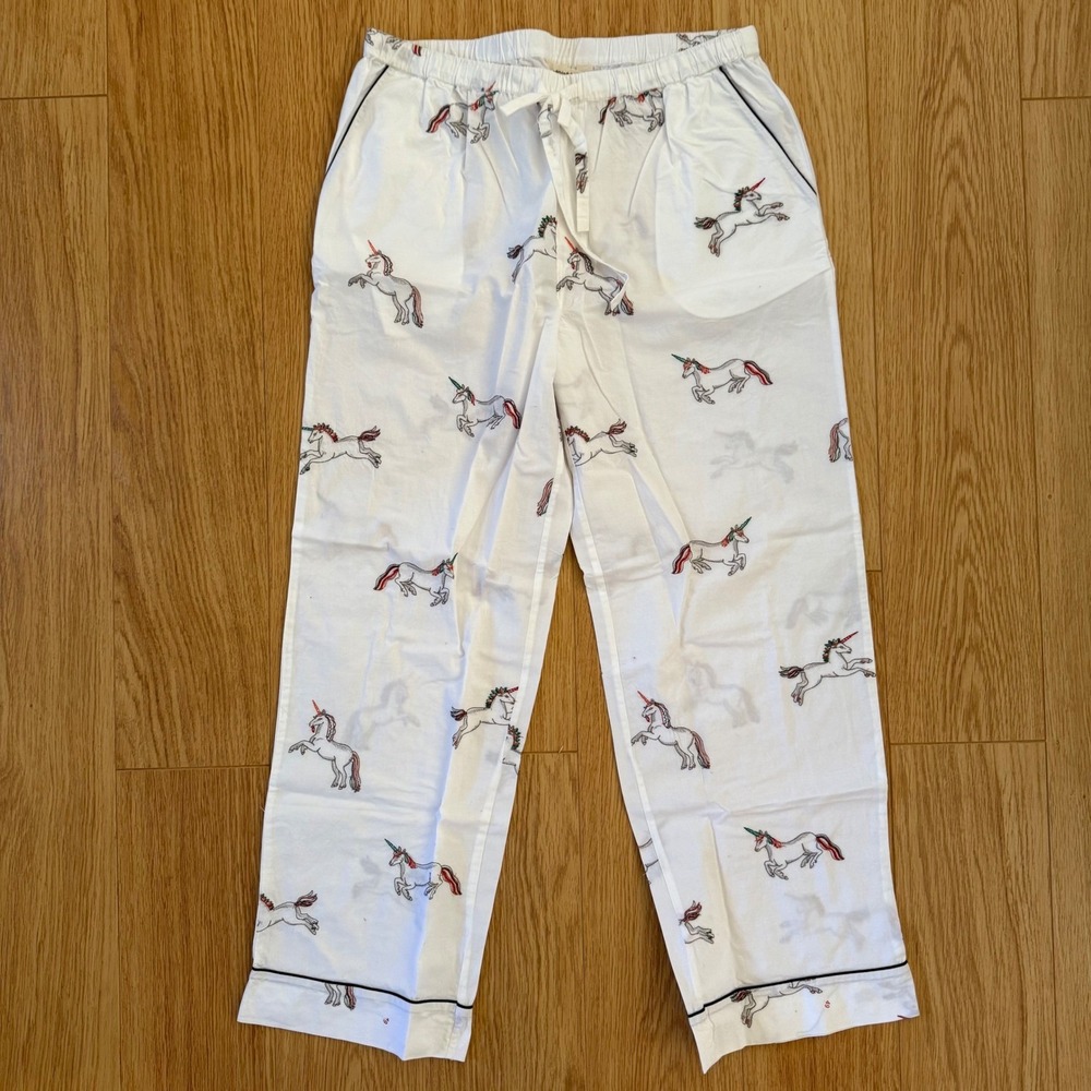 NEW Printfresh Unicorn Embroidery Pajama Set Women Medium Cloud White Cotton - Picture 3 of 8